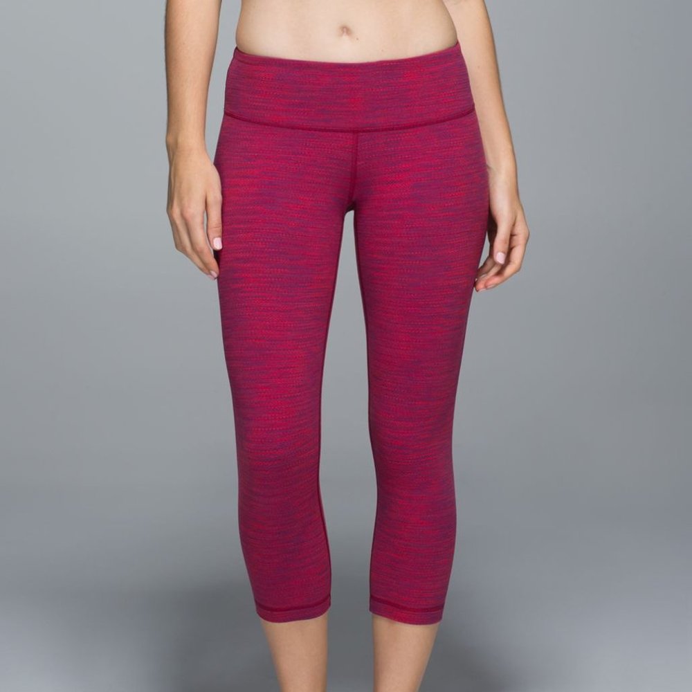 Lululemon Wunder Under Crop Diamond Flying Tomato
